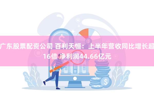 广东股票配资公司 百利天恒：上半年营收同比增长超16倍 净利润44.66亿元