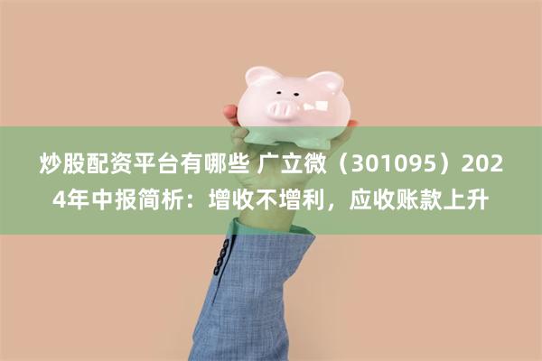 炒股配资平台有哪些 广立微（301095）2024年中报简析：增收不增利，应收账款上升