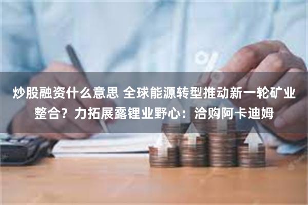 炒股融资什么意思 全球能源转型推动新一轮矿业整合？力拓展露锂业野心：洽购阿卡迪姆