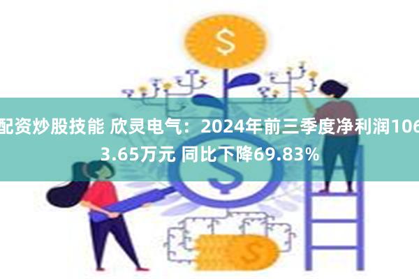 配资炒股技能 欣灵电气：2024年前三季度净利润1063.65万元 同比下降69.83%