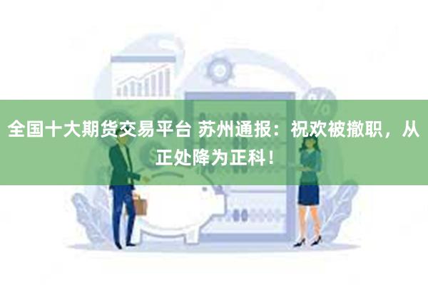 全国十大期货交易平台 苏州通报：祝欢被撤职，从正处降为正科！